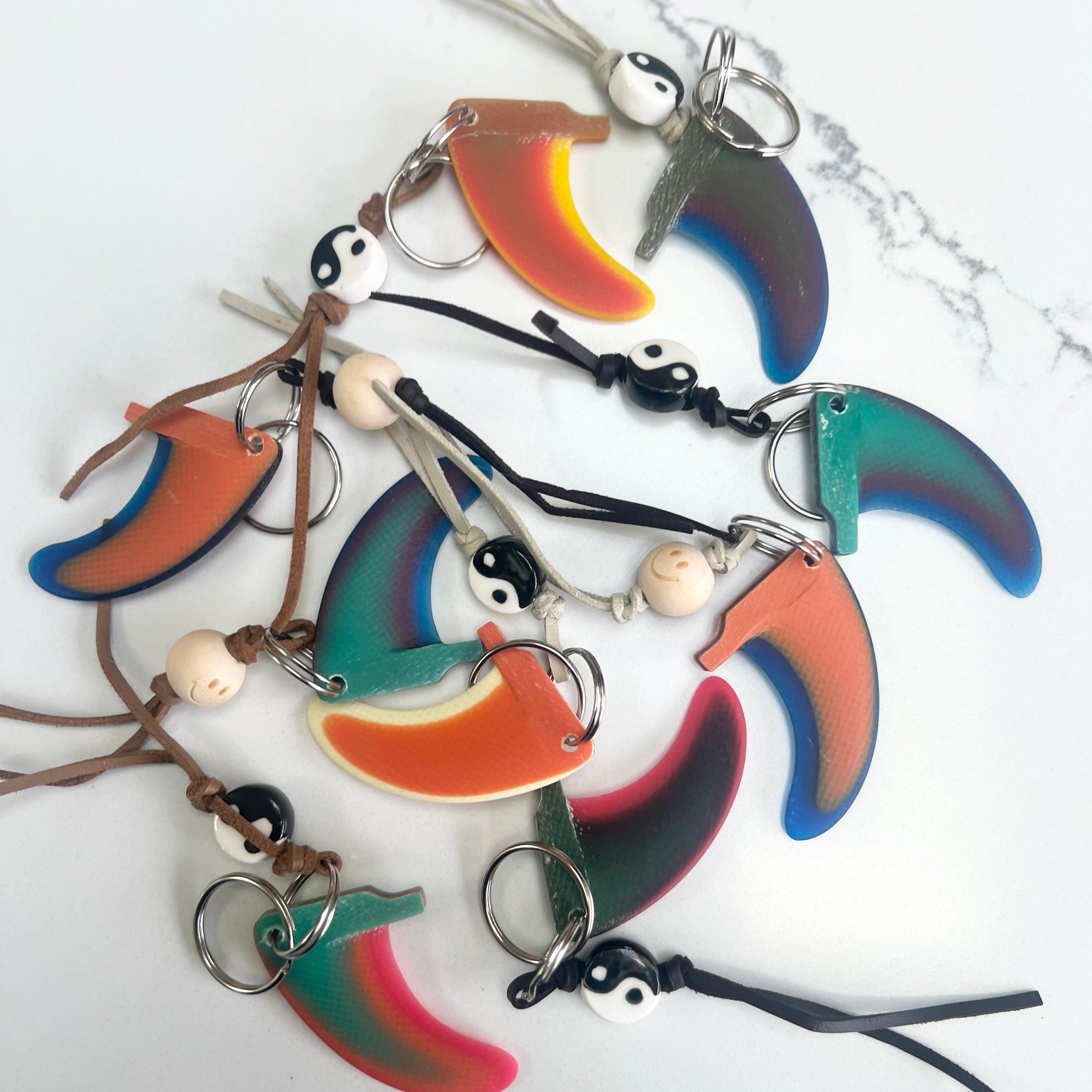 Handmade Mini Fin Key Ring- assorted colours.